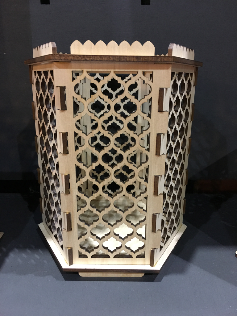 Moroccan Trellis Quatrefoil - Hexagon Pillar Candle holder - Etch Pros.. Laser Craft Studios