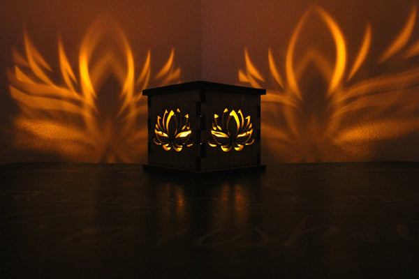 Lotus Flower Outline - Tea Light Holder - Etch Pros.. Laser Craft Studios