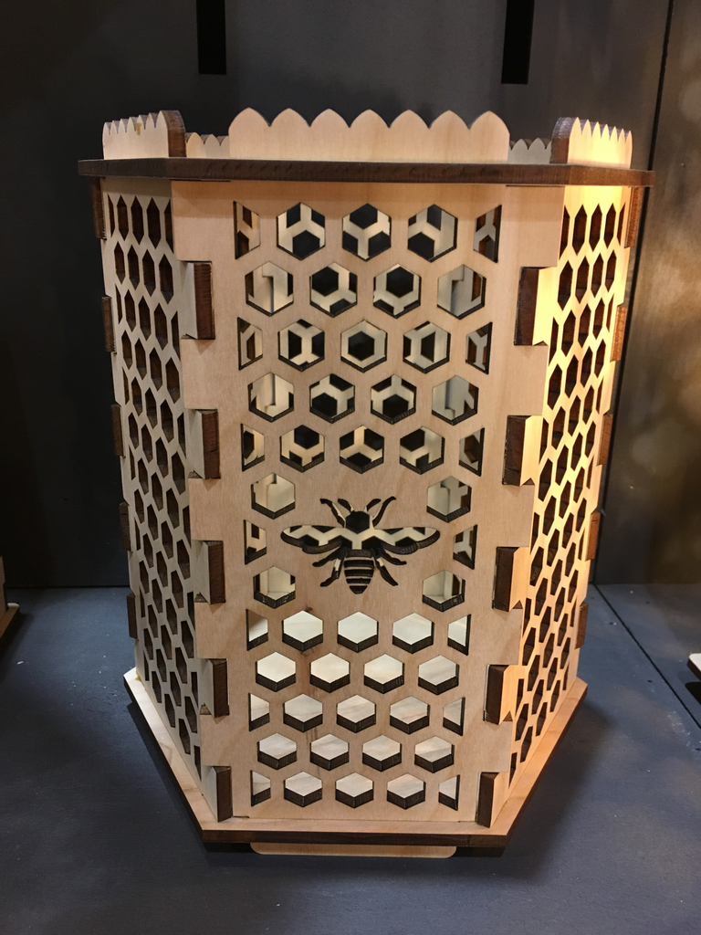 Bee/Honeycomb - Hexagon Pillar Candle Holder - Etch Pros.. Laser Craft Studios