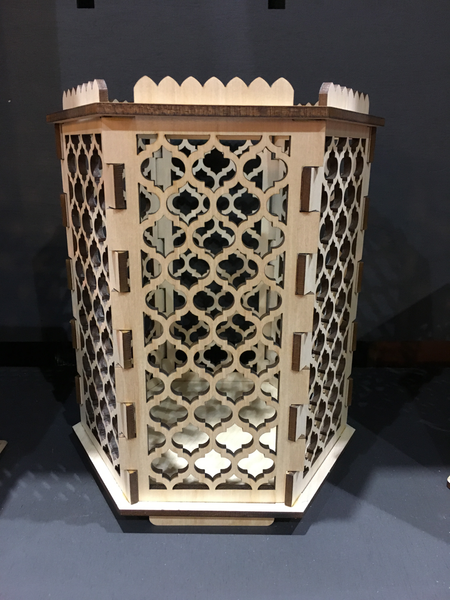 Moroccan Trellis Quatrefoil - Hexagon Pillar Candle holder - Etch Pros.. Laser Craft Studios