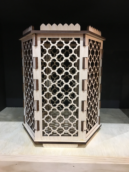 Moroccan Trellis Barbed Quatrefoil - Hexagon Pillar Candle Holder - Etch Pros.. Laser Craft Studios