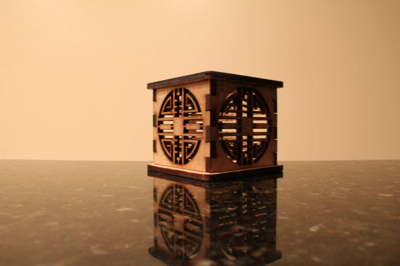 Double Happiness - Tea Light Holder - Etch Pros.. Laser Craft Studios